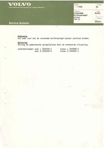Bulletin 400 Verwarmde buitenspiegel Mei'92