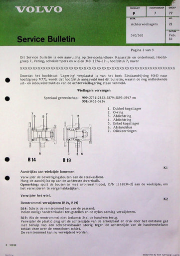 Bulletin Achterwiellagers 340, 360