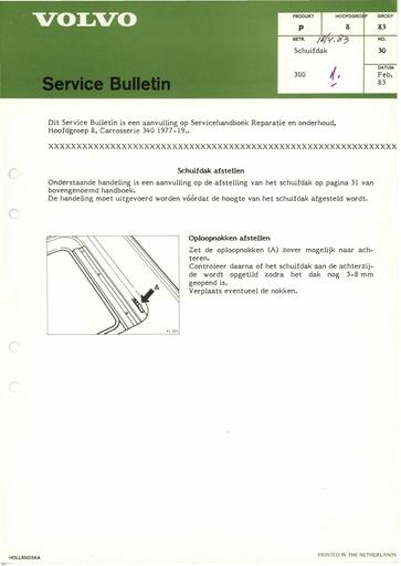 Bulletin Schuifdak afstellen 300