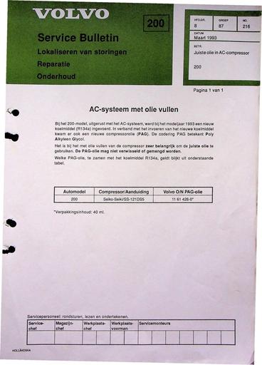 Bulletin 200 Olie AC compressor Mrt'93