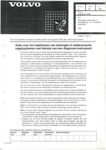 400 Bulletin Storingen Ontsteking Aug'94