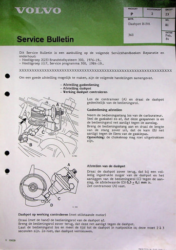 Bulletin Afstellen Dashpot B19A '81 '84