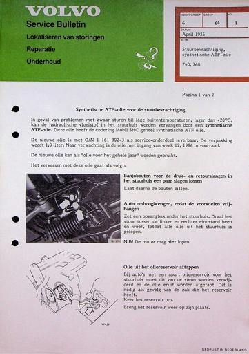 Bulletin 740,760 Olie Stuurbekrachtiging '86