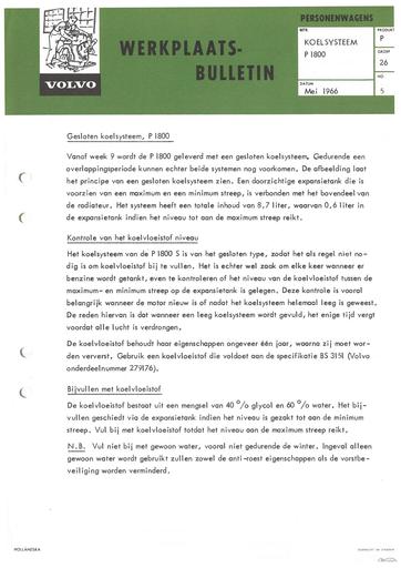 Bulletin Koelsysteem P1800 Mei '66