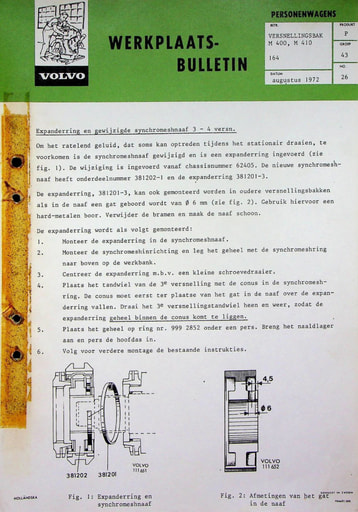 Bulletin Wijziging M400, M410 '72