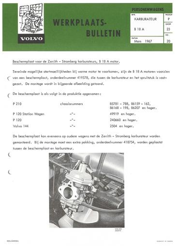 Bulletin Beschermplaten Carb  B18 Maart '67