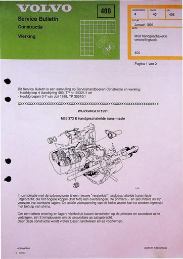 Bulletin 400 Versnellingsbak M58 Jan'91