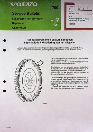 700 900 Beschadiging indicatiering vliegwiel '92
