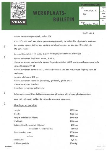 Bulletin Introductie 164 Sept '68