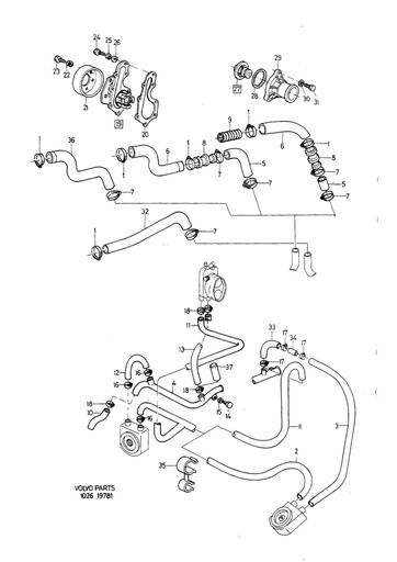 Waterpomp en leidingen B18EP, FP, B16F