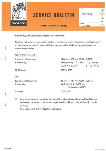 Bulletin Achteras Klempassing wiellagercup Mei '68
