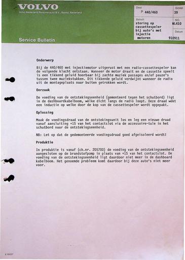 Bulletin 440, 460 Storing Cassetespeler Sept'91