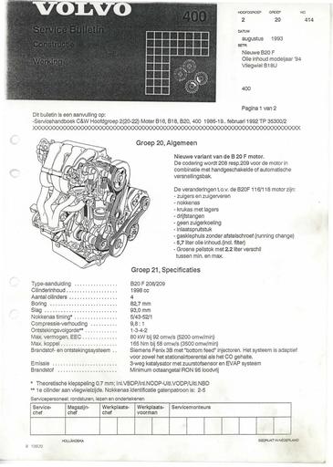 400 Bulletin Nieuwe B20F Aug'93