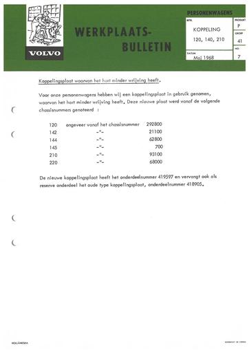 Bulletin Koppeling 210, 120, 140 Mei '68