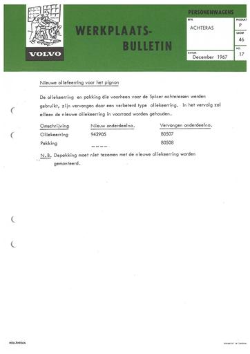 Bulletin Achteras Oliekeerring Dec  '67