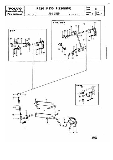 Gasbediening componenten P120 Ch 225050  P130 Ch 216950