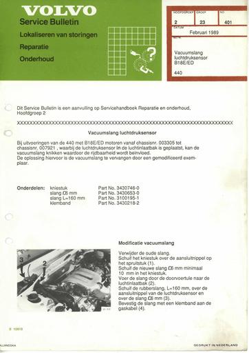 440 Bulletin Luchtdruksensor B18E, ED Feb'89
