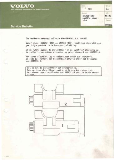 Bulletin 400 Positie stuurslot Mrt'90