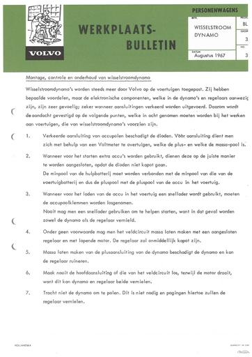 Bulletin Wisselstroomdynamo Onderhoud Aug '67