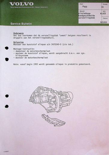 Bulletin 400 Lekkage handbak Dec'92