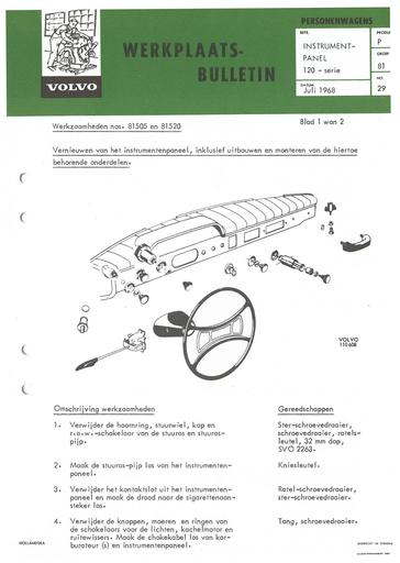 Bulletin Vernieuwen Instrumentenpaneel 120, 130, 220 Juli '68