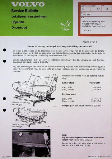 760 GLE Stoelinstelling