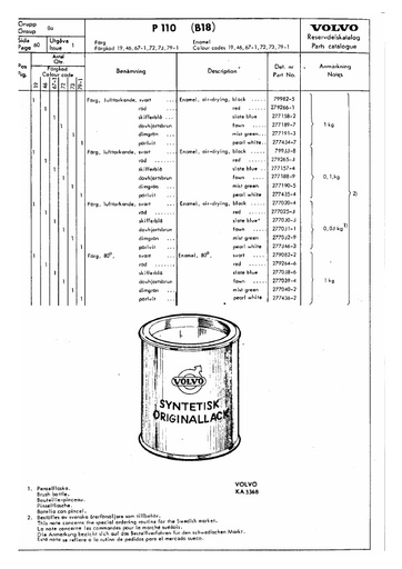 PV 544 Autolak kleurcode 19, 46, 67 1, 72, 73, 79 1