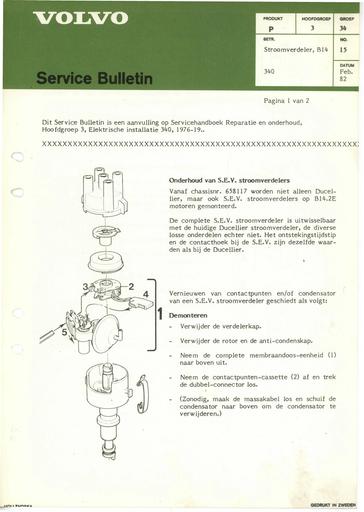 Bulletin Stroomverdeler B14, 340 '82