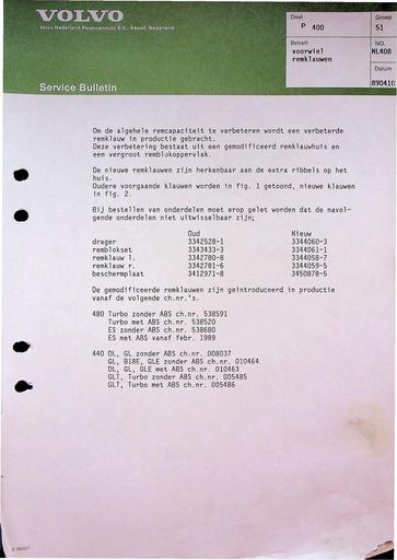 Bulletin 400 Voorwielremklauw Apr'89