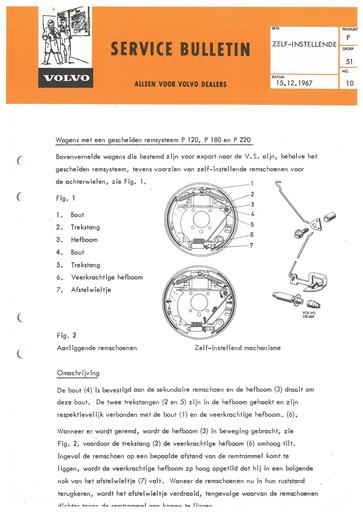 Bulletin P120, P1800, P220 Zelfstellende remschoenenb Dec  '67