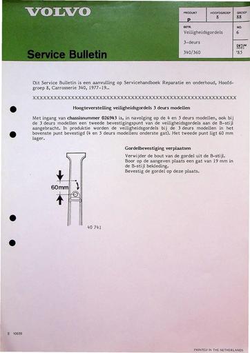 Bulletin 340, 360 Veiligheidsgordel Mei'85