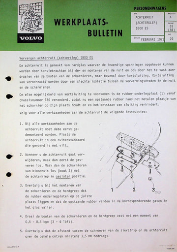 Bulletin Achterklep 1800ES '72