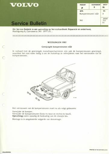 Bulletin Bumpersteunen voor 340