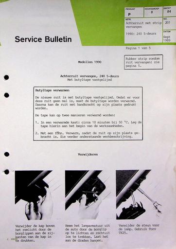 Bulletin 245 Achterruit vervangen Sept'89