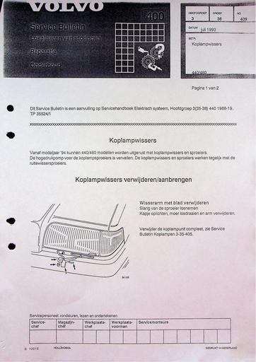 Bulletin Koplampwissers 440, 460 Juli'93