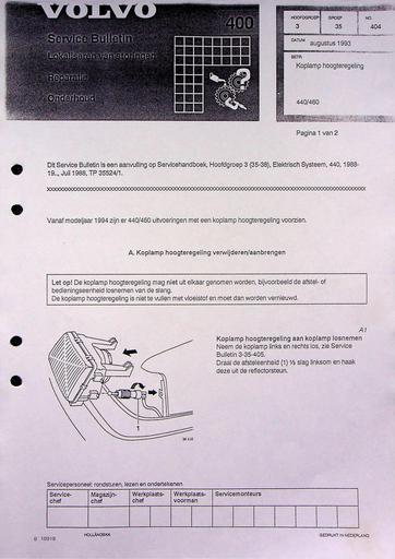 Bulletin 440, 460 Koplamp Aug'93