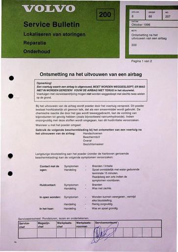 Bulletin 200 Ontsmetten airbag Okt'96