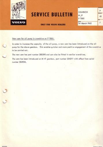 Bulletin Oliepomp Overdrive P1800 Apr  '63 (Engels)