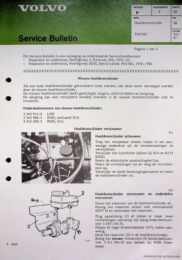 Bulletin Hoofdremcilinder 340 360
