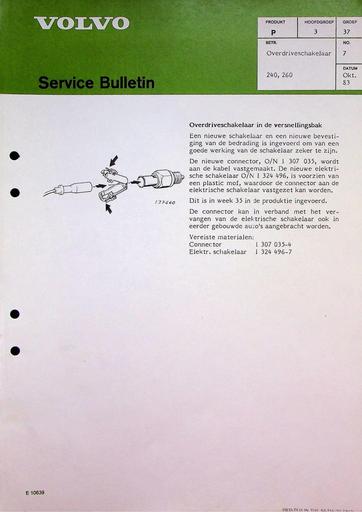 Bulletin 240, 260 Schakelaar Overdrive