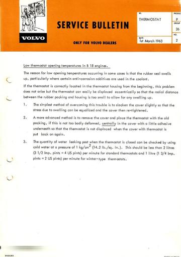 Bulletin Thermostaat B18 Maart '63 (Engels)