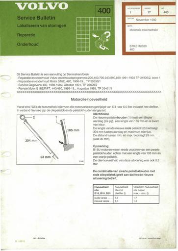 400 Bulletin Olie B16, 18, 20 Nov'92