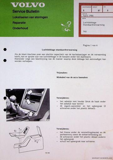 740 Luchtlekkage standaard verwarming '86 '91