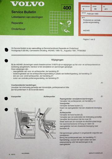 Bulletin 440, 460 Portierslot Feb'93