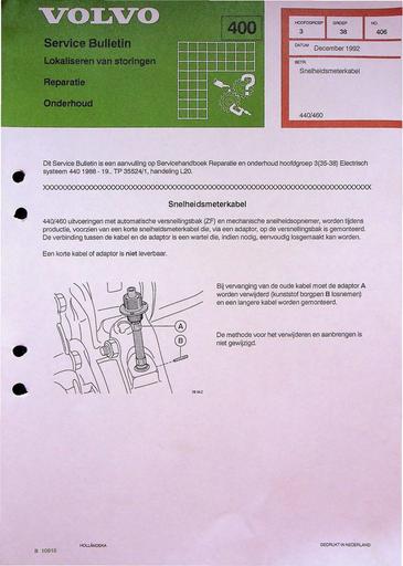 Bulletin 440, 460 Snelheidsmeterkabel Dec'92