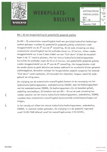 Bulletin BW35 Terugschakeling Aug '68