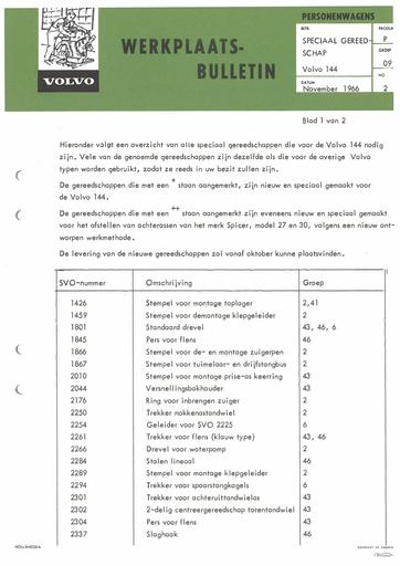 Bulletin Overzicht Speciaal Gereedschap 144 Nov '66