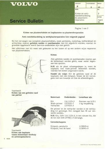 Bulletin Plaatwerkreparaties