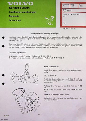 700 D24 Lekkage koelsysteem '89