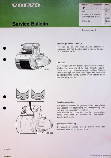 Service Bulletin Hitachi Startmotor 80 84